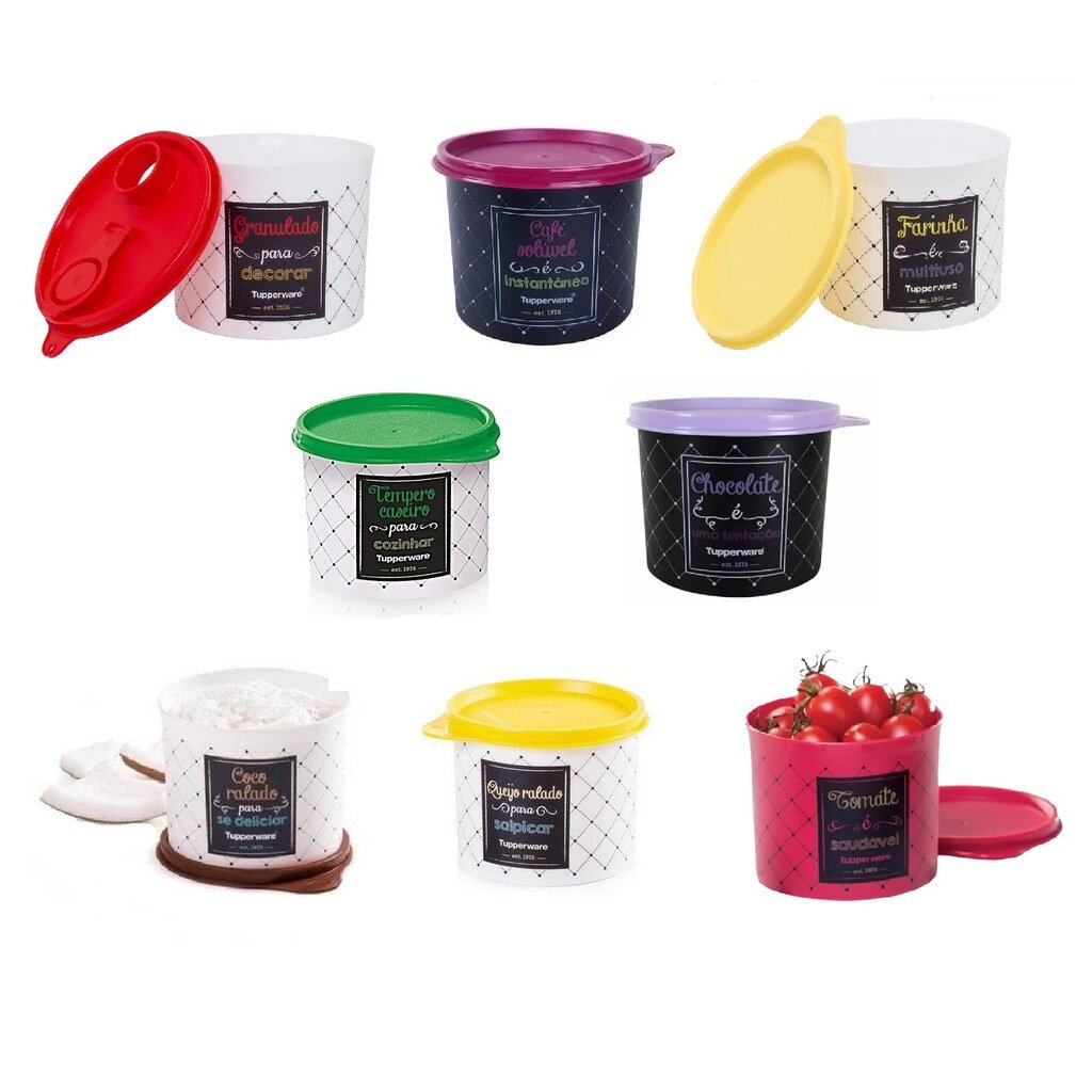 Tupper Redondinha 500 Ml Tupperware Linha Bistrô e Estampas Diversas Lanche Biscoito Tempero Conserva