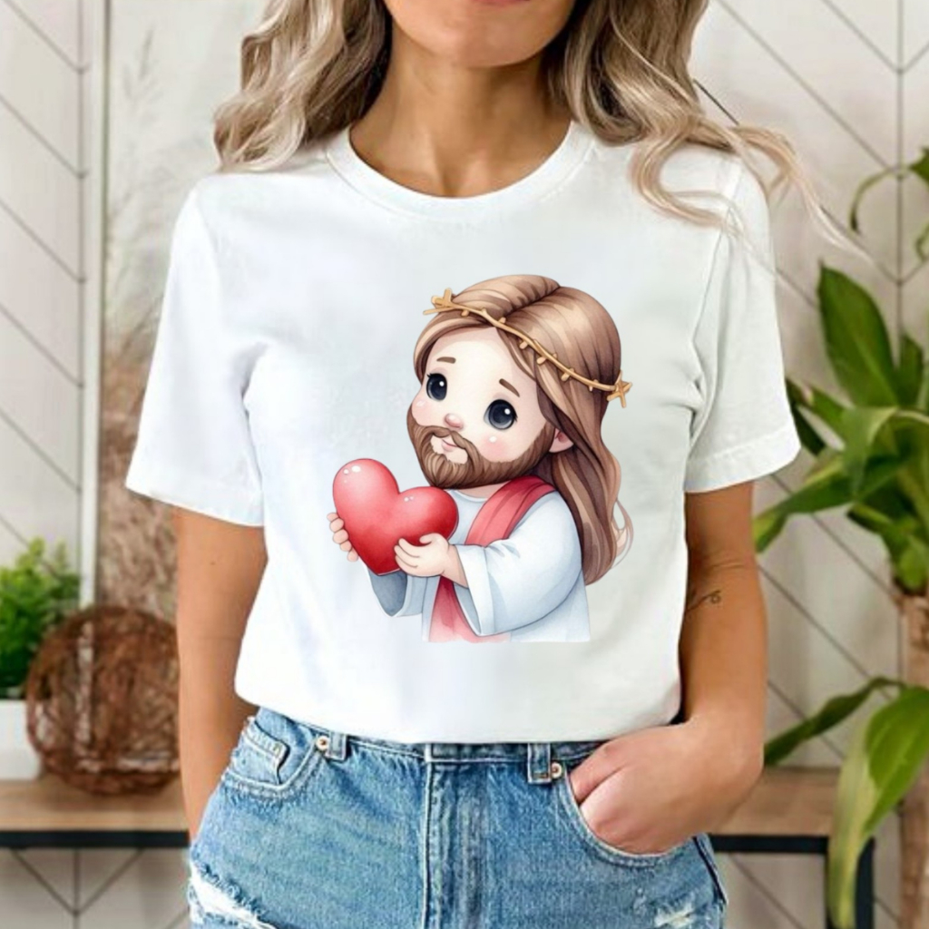 Blusa tshirt feminina Fé, JESUS,CORAÇÃO camiseta tshirt cristã, gospel Plus size em Oferta na Shopee