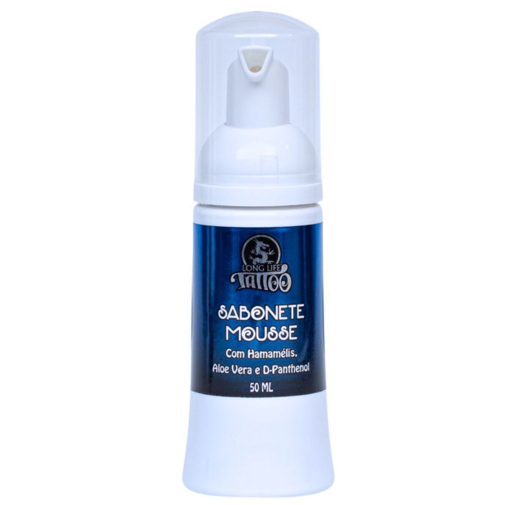 Sabonete Mousse 50ml Limpeza da Tatuagem e Piercing Espuma Vegana limpeza delicada Tattoo Long Lifee