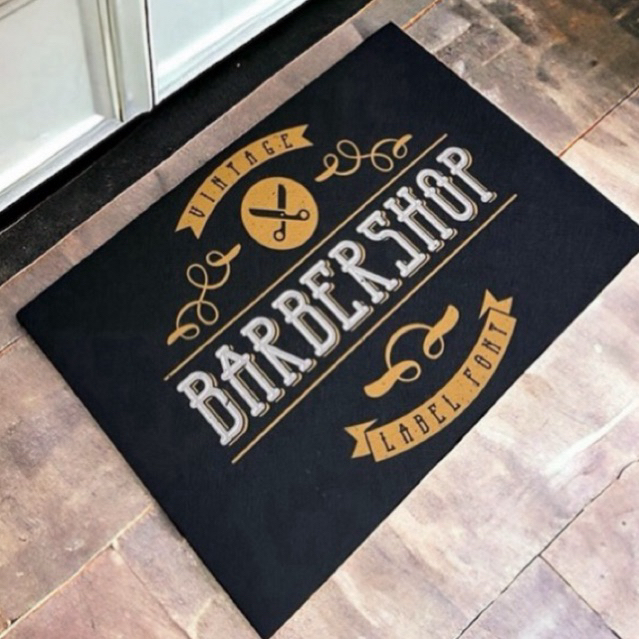 Tapete capacho para porta de entrada - barbearia em Oferta na Shopee