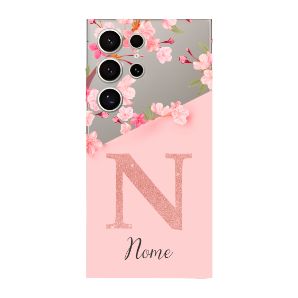Capinha para Samsung S24 Ultra Anti Impacto Personalizada - Delicate Flowers Rosa com nome e inicial em Oferta na Shopee