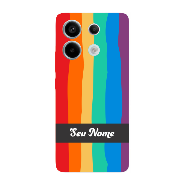 Capinha para Xiaomi RedMi Note 13 Pro 5G Anti Impacto Personalizada - Arco Íris Colorido LGBT LGBTQIA+ com nome