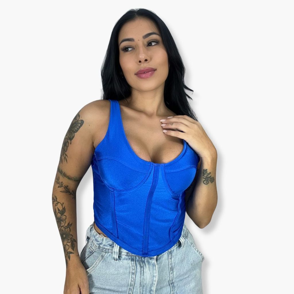 Cropped sem Bojo com Aro Feminino Regata Blusa Sem Manga Blogueira Amarraçao Costas