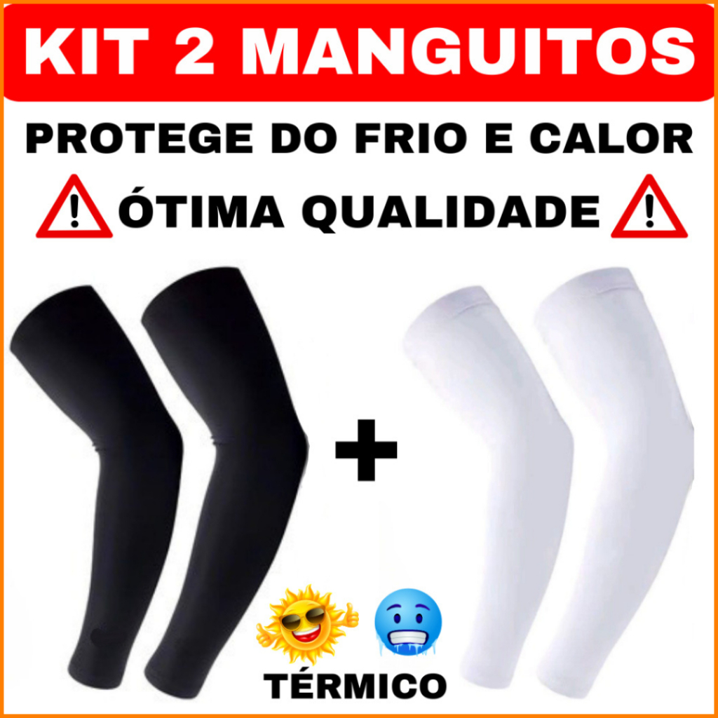 Kit 2 Pares de manguitos térmico proteção solar UV50+ segunda pele Manga longa de Braço esportiva mangote unissex