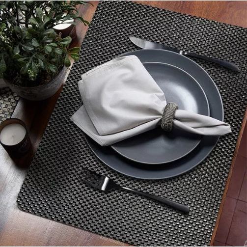 6 Jogo Americano Pvc Antiderrapante Flex Resistente Preto