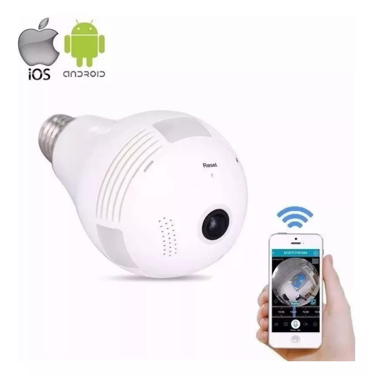 Câmera Lampada Ip Wifi V380 Vr 360 Panoramica 3d Bivolt Camera Ip Seguraca Lampada vr 360 Panoramica Wifi V380 Infravermelho HD