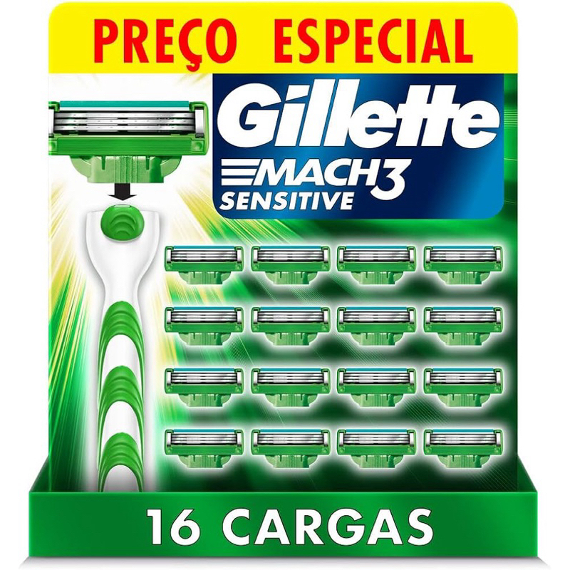 Carga para Aparelho de Barbear Gillette - Mach3 Sensitive 16 Cargas