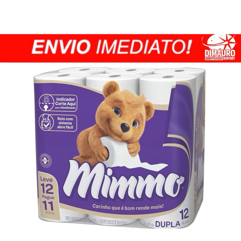 Papel higiênico mimmo 12 rolos Envio Já