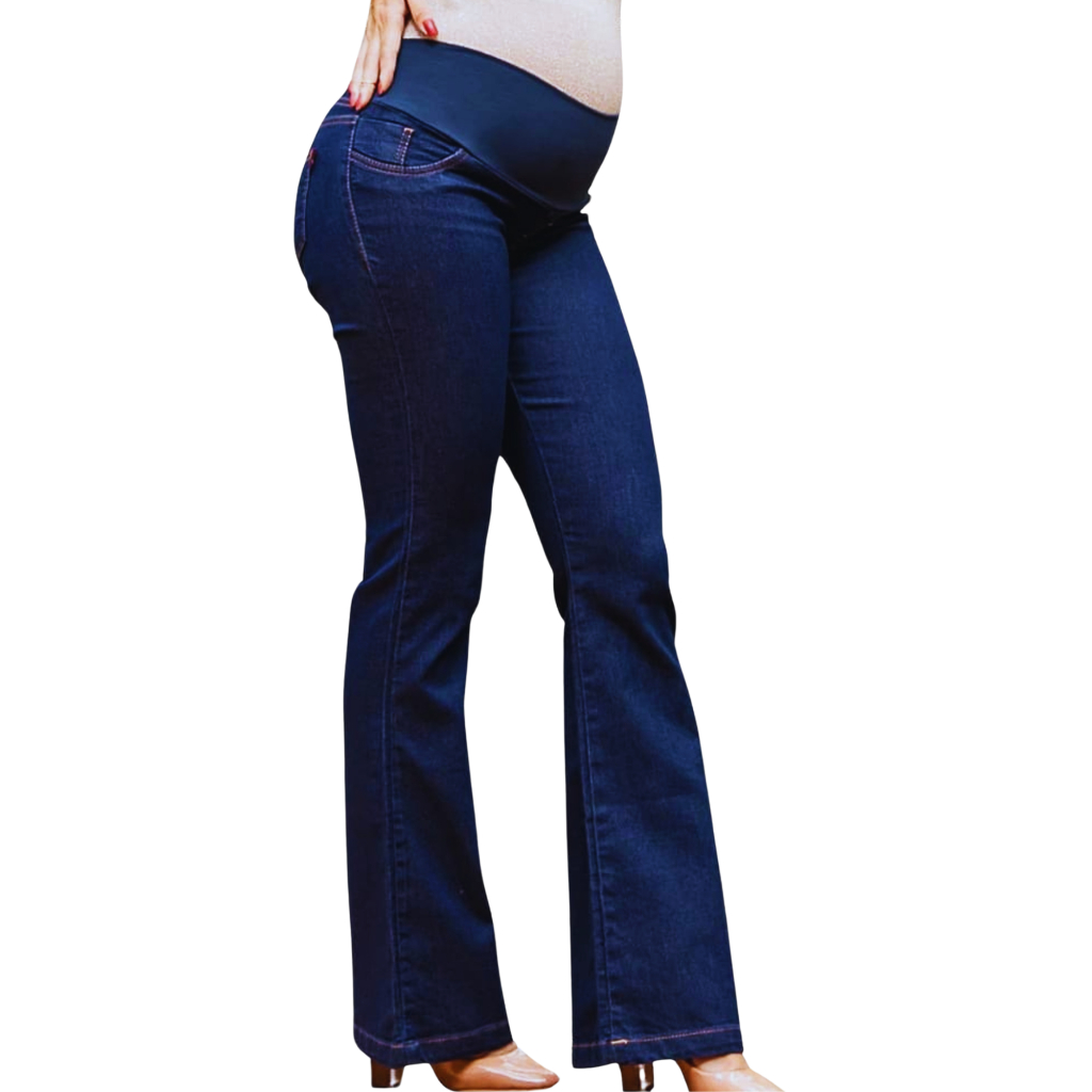 Calça Jeans Gestante grávida com cós em poliamida sustentação Jeans acetinado
