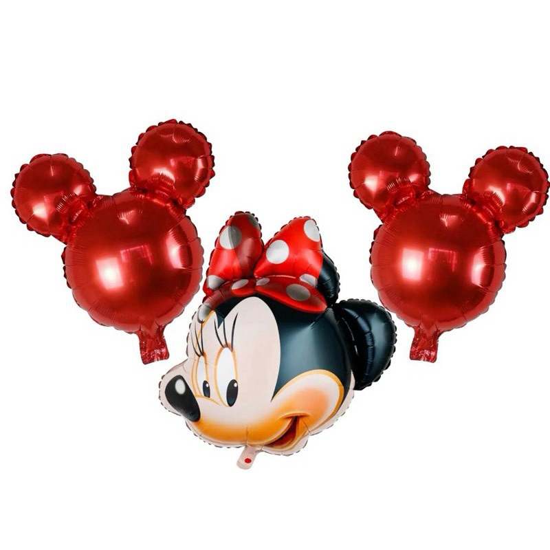 Kit C/3 Balões Metalizado Minnie Mouse 60Cm/37Cm em Oferta na Shopee