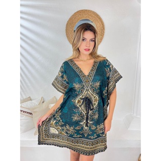 Kaftan curta indiana/Vestido curto indiano/Saída de praia em Oferta na Shopee
