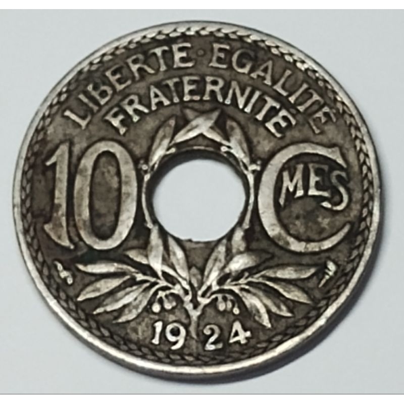 Moeda 10 centimes 1924 França cunhagem da Cornucopia