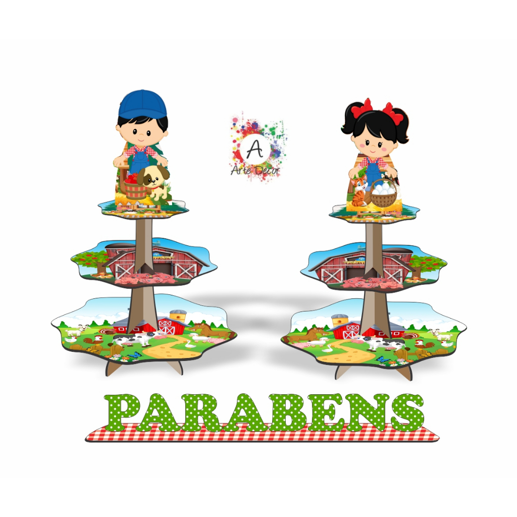 Fazendinha Cute Kit Baleiro suporte para doces enfeites de festa Kit Enfeites kit festa