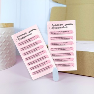 50/100uni Cartão de Cuidados com Micropigmentação Sobrancelha - Modelo Novo - Pronta entrega em Oferta na Shopee