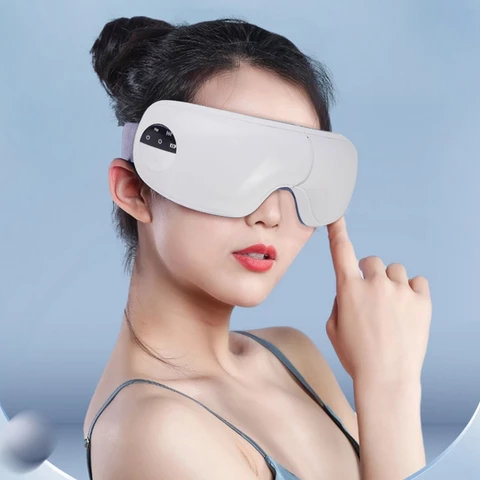 Massageador Ocular Elétrico Máscara Massageadora de Olhos Airbag Vibração 3D Calor 40°C Recarregável Reduz Fadiga Ocular