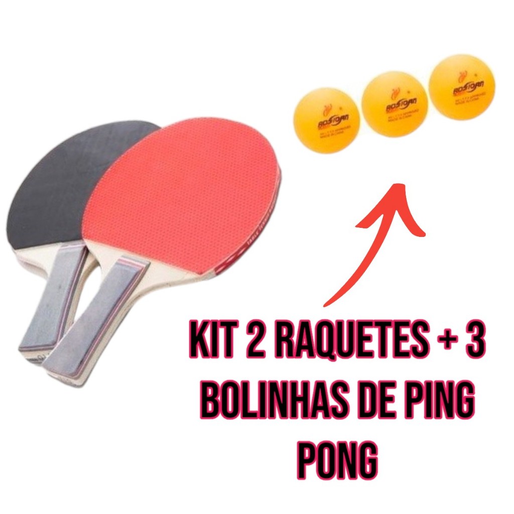 Kit Ping Pong 2 Raquete 3 Bolinhas Com Cabo Personalizado