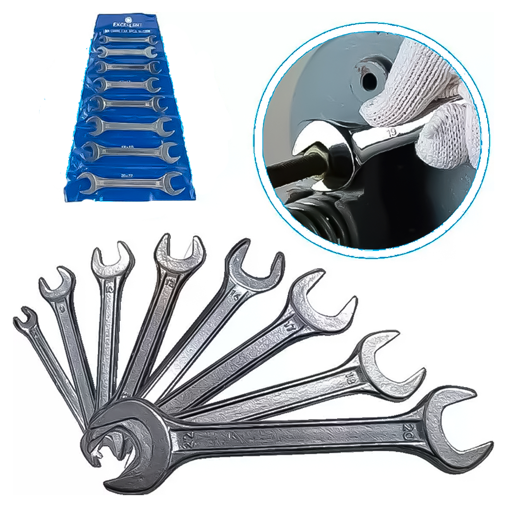 Kit Jogo De Chave Fixa 8 Peças Em Ferro Fundido Forjado 6 A 22mm Profissional Uso Geral Prático em Oferta na Shopee