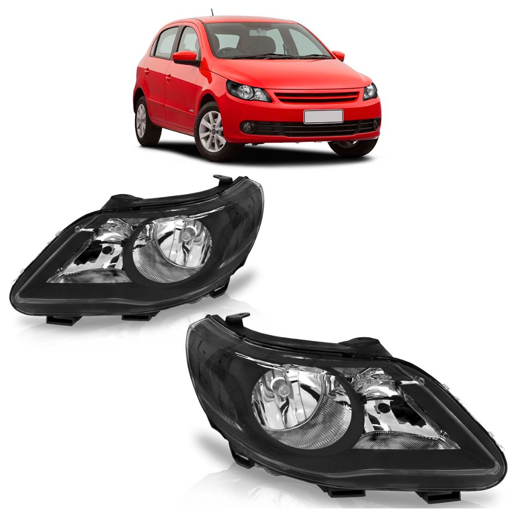 Farol Dianteiro Gol G5 2008 2009 2010 2011 2012 2013 Máscara Negra Foco Duplo Lente Lisa Acrilico em Oferta na Shopee