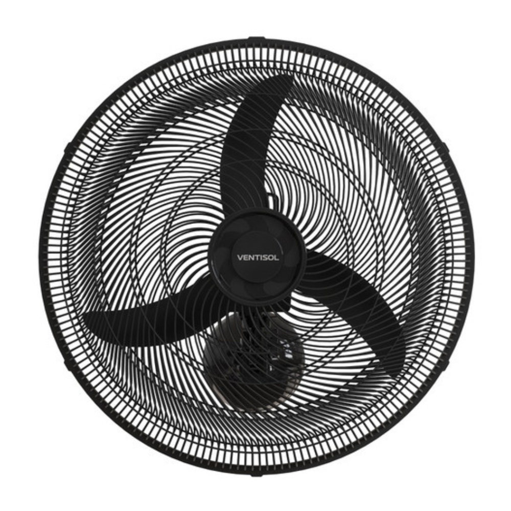 Ventilador de Parede Forte e Silencioso 50cm Preto Ventisol com Chave Controladora Deslizante 3 Hélices