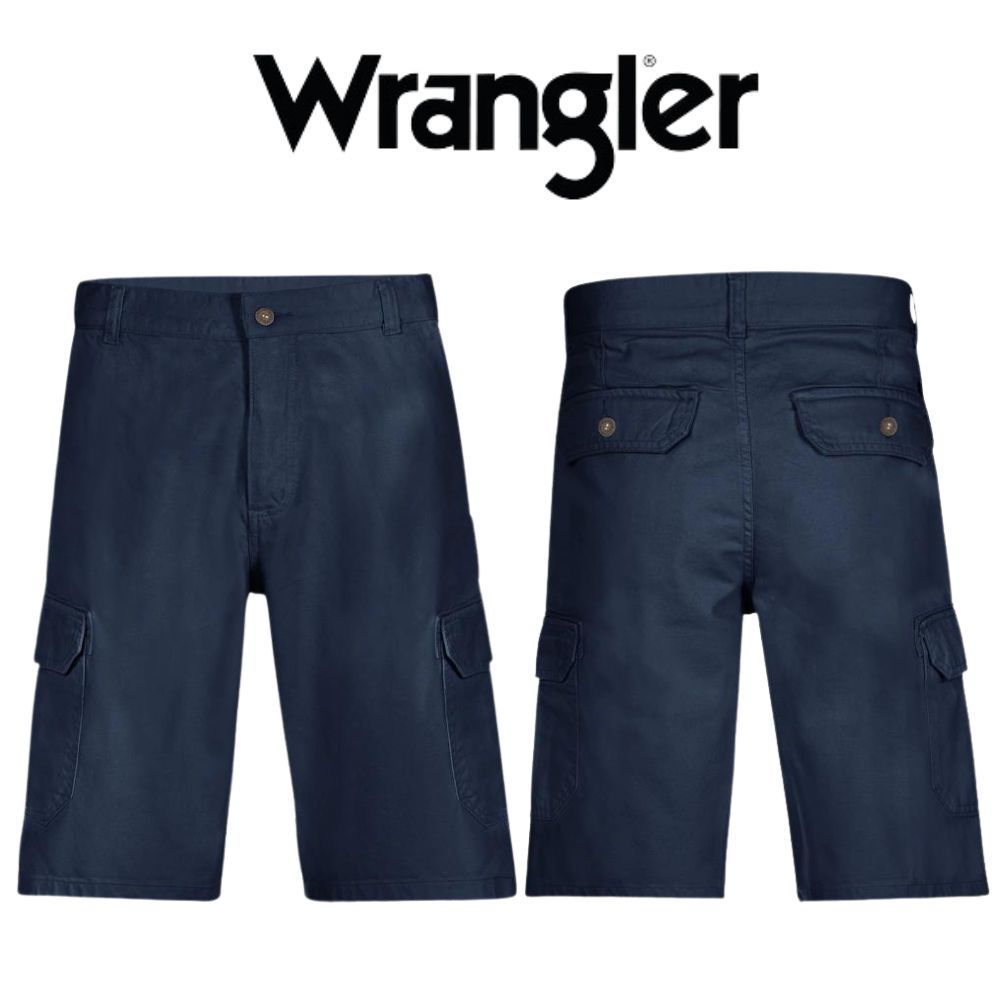 Bermuda Masculina Wrangler Original Cargo Azul Marinho 100% Algodão