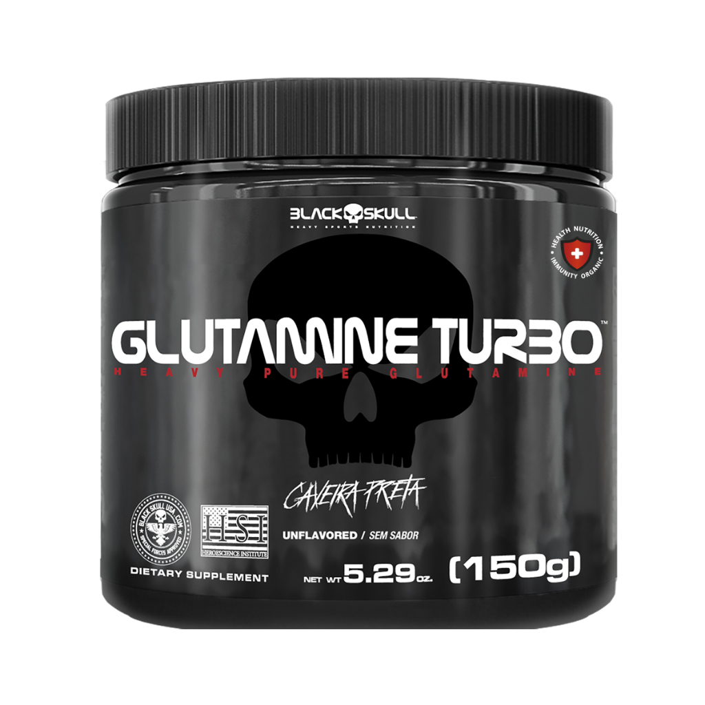 Glutamina - Glutamine Turbo 150g - Caveira Preta Black Skull - Health