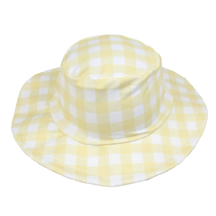 Chapéu Bebê Praia Xadrez Amarelo MiniBoo Proteção Solar 50+