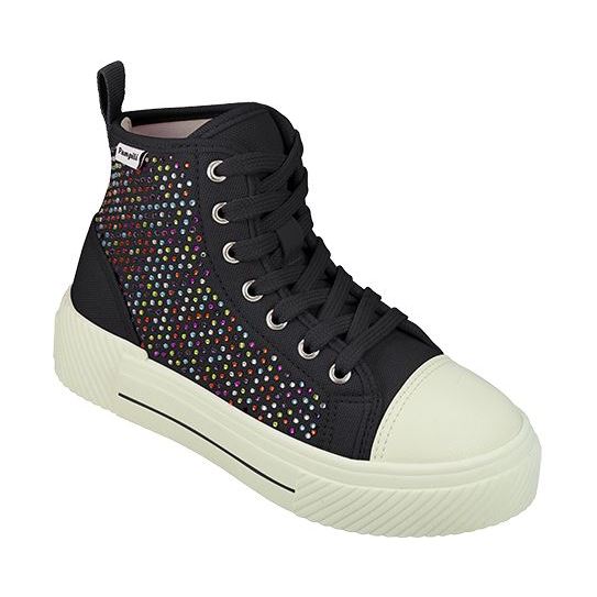 Tênis Sneaker Menina Feminino Juvenil Infantil Pampili Cano Médio Max Strass Moda Colegial Escola