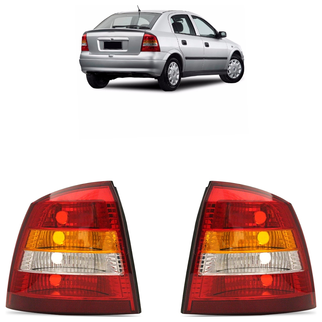 Lanterna Traseira Astra Hatch 1998 1999 2000 2001 2002 Tricolor Cristal Lente Lisa Acrilico