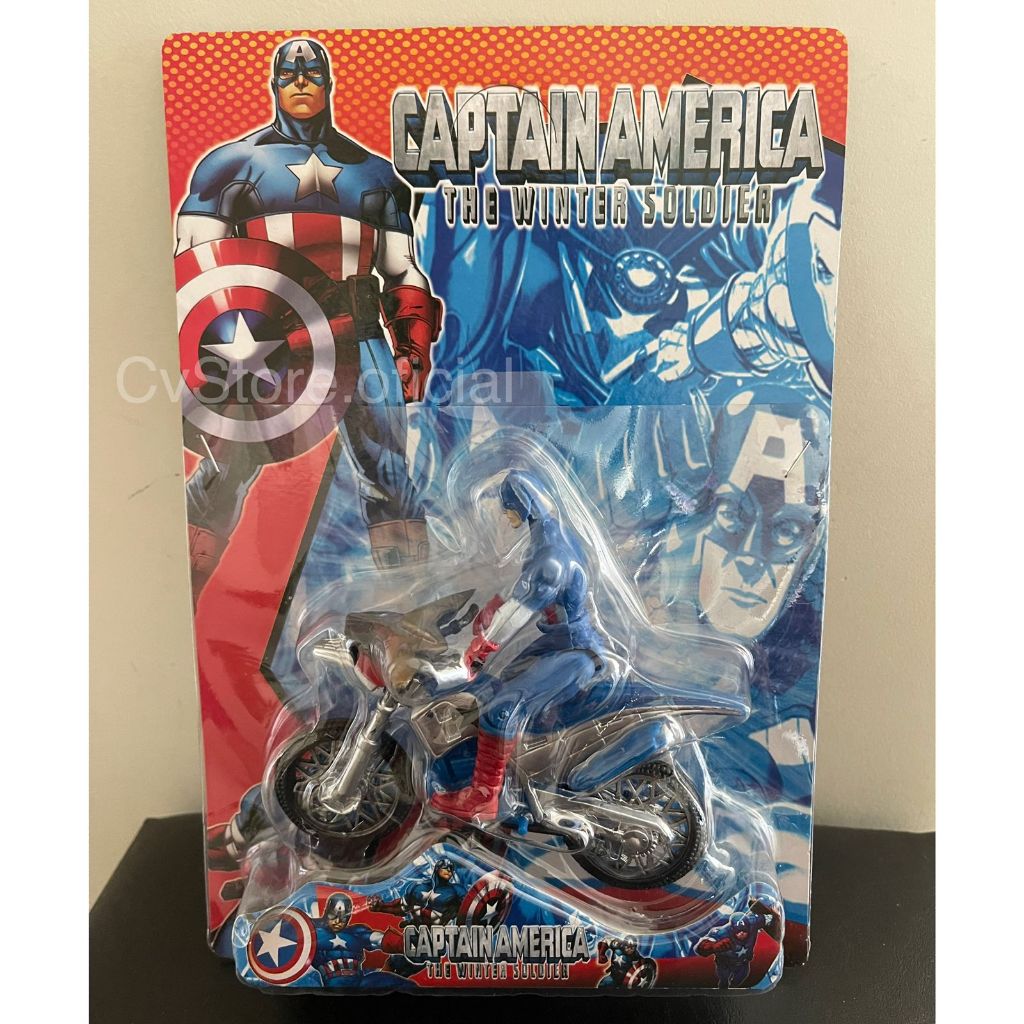 Kit Boneco Capitão América + Moto Os Vingadores Articulado Com Motocicleta Personagem Coleção Motociclista Herói Motinho