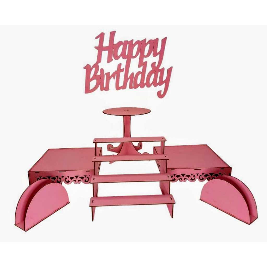 Kit Festa Provençal 8 Peças ROSA Festa Decoração MDF - Madeira, Arabesco em Oferta na Shopee