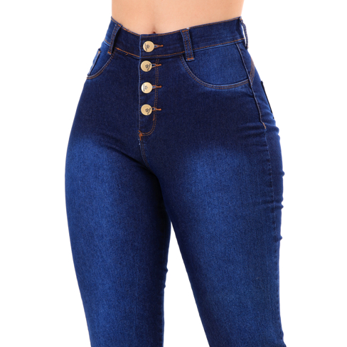 Calça Jeans Feminina Destroyed Azul Denim Skinny em Oferta na Shopee