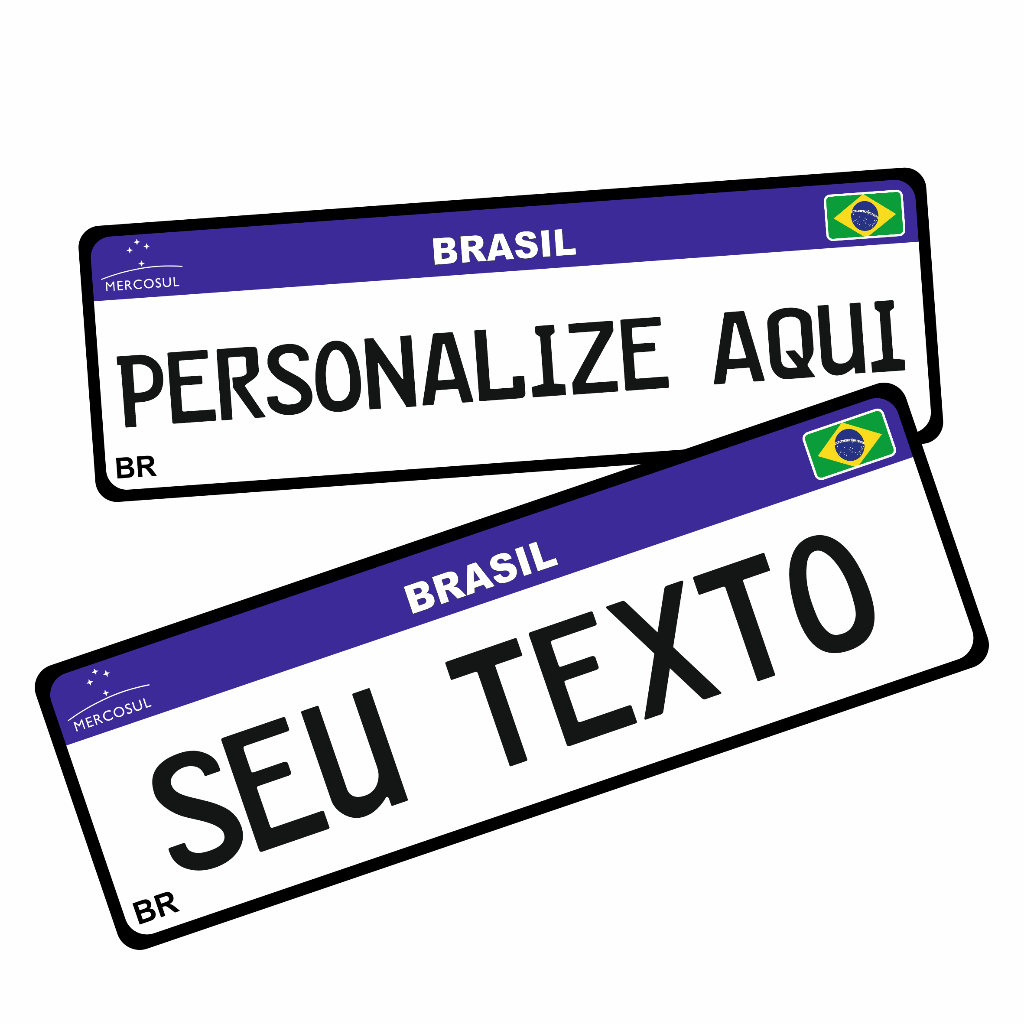 Placa Mercosul Carro Moto Com Seu Texto Logo Frase Tamanho Real PVC