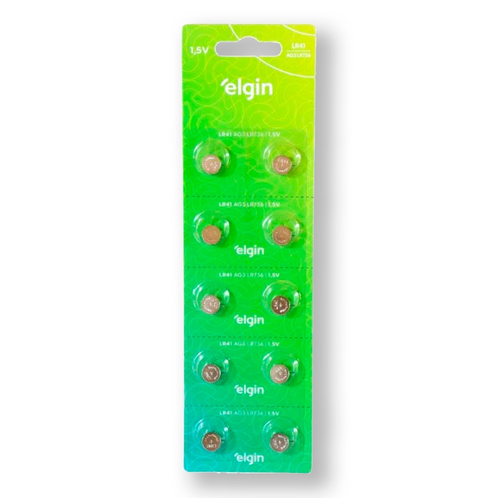 Pilha Alcalina LR41 Elgin Bateria 192 10 unidades em Oferta na Shopee