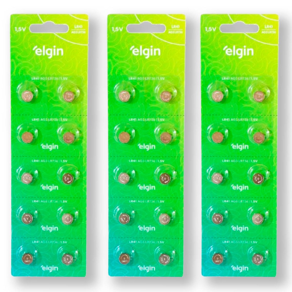 Pilha Alcalina LR41 Elgin Bateria 192 kit 30 unidades em Oferta na Shopee