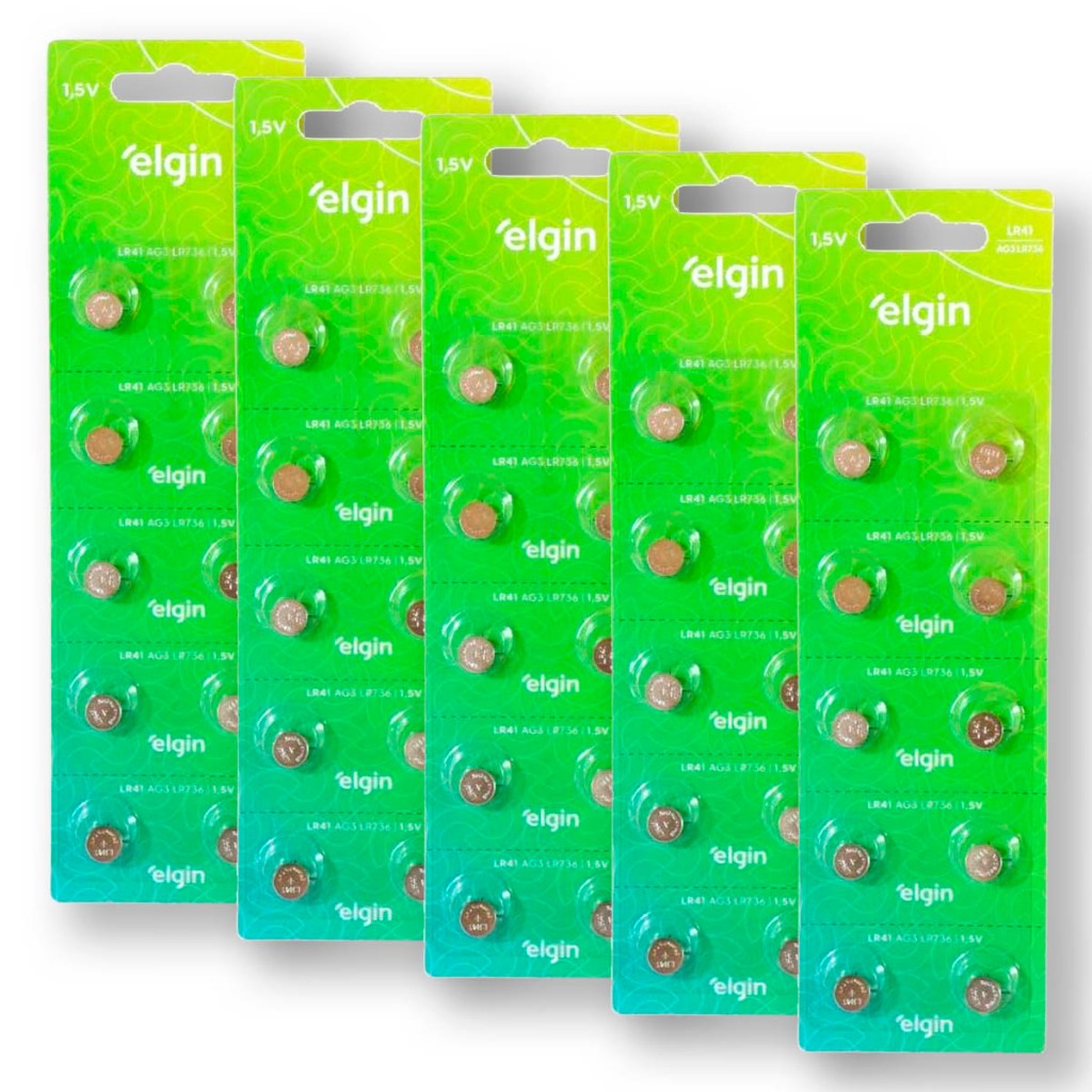 Pilha Alcalina LR41 Elgin Bateria 192 kit 50 unidades em Oferta na Shopee