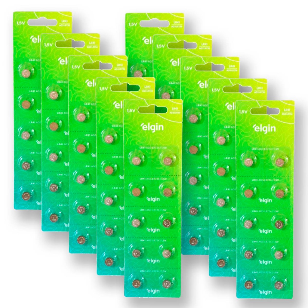 Pilha Alcalina LR41 Elgin Bateria 192 kit 100 unidades