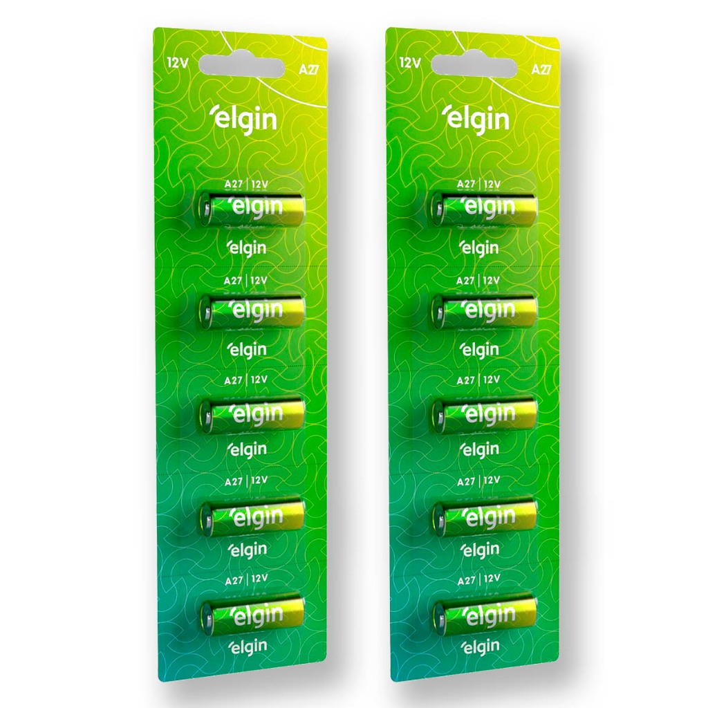 Pilha Alcalina 27A Elgin Bateria MN27 A27G A27 kit 10 unidades em Oferta na Shopee