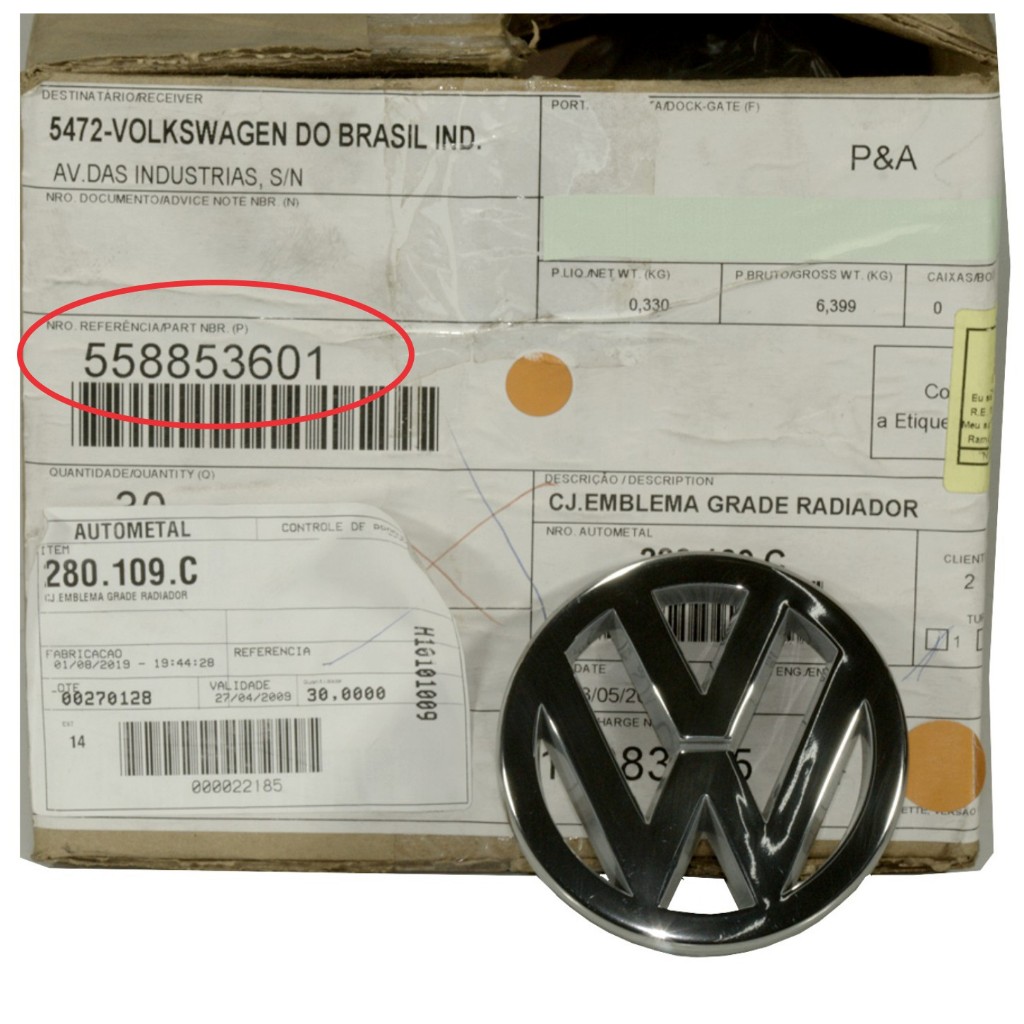 Emblema Grade Dianteira VW Logus/Pointer 1992>1996 N°558853601