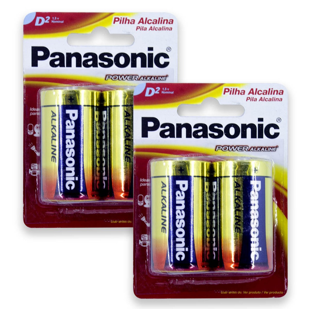 Pilha Alcalina D Panasonic Bateria Grande LR20 kit 4 unidades