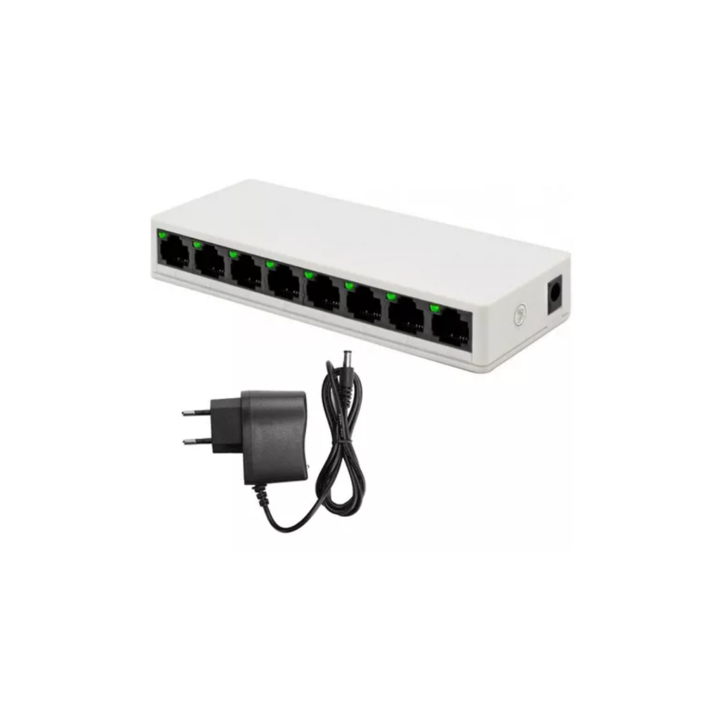 Switch 8 Portas Hub Cabo 10/100 Mbps Rede Ethernet Rj45