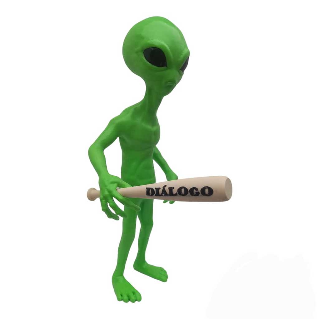 Alien 35cm de altura com Taco de Baseball! Prepare-se para a Invasão Divertida!