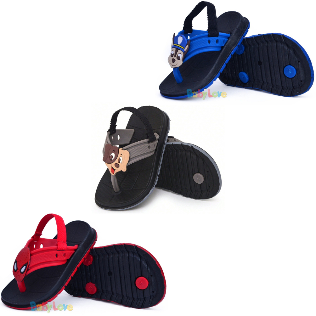 Kit 3 Pares Sandália Chinelo Infantil Masculino Cachorrinho e Aranha Super Macio Leve Confortável
