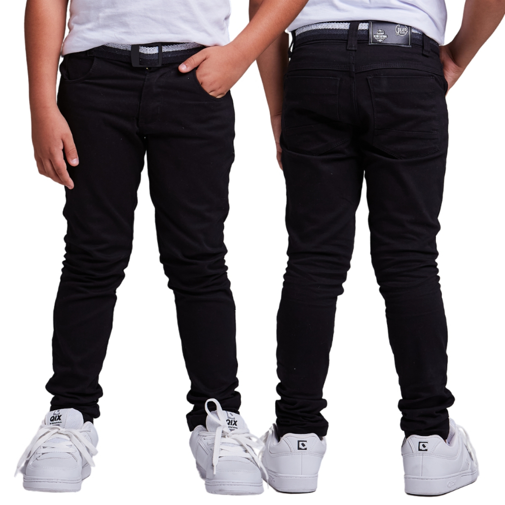 Kit 2 Calça Jeans sarja Masculina Infantil Meninos 2 Ao 16 Ano