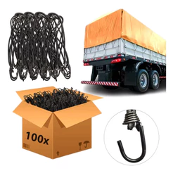 100 Elásticos Preto Extensor Borracha Lona Caminhão Carreta