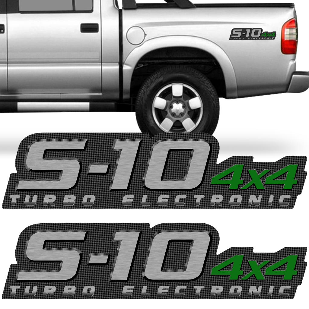 Par Adesivo Lateral S10 S-10 4x4 Turbo Electronic 2009 2010 2011 Emblema Faixa Verde