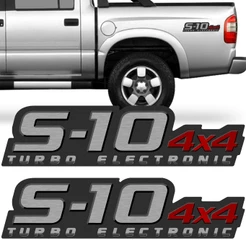 Conjunto Adesivo Lateral S10 S-10 4x4 Turbo Electronic 2009 2010 2011 Emblema Faixa Vermelho