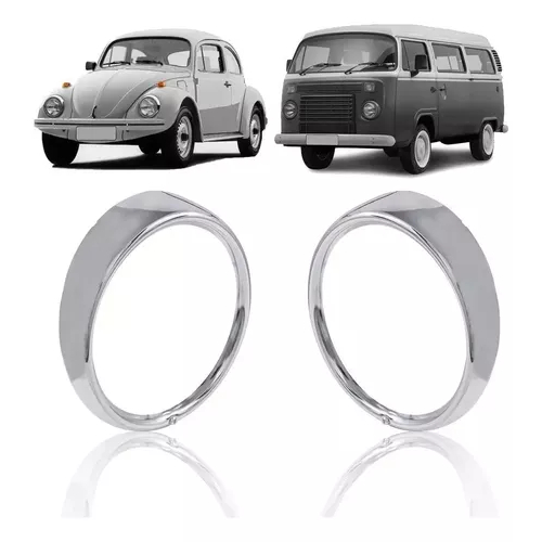 Par Aro Cromado Friso Farol Fusca Kombi 1 Furo Padrao Original em Oferta na Shopee