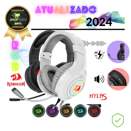 Fone Gamer Redragon Hylas H260 RGB Gaming Headphone,3.5 Milímetros de Som Surround Fones de Ouvido do Computador Fone de Ouvido Microfone Ps4 Interruptor Xbox-um