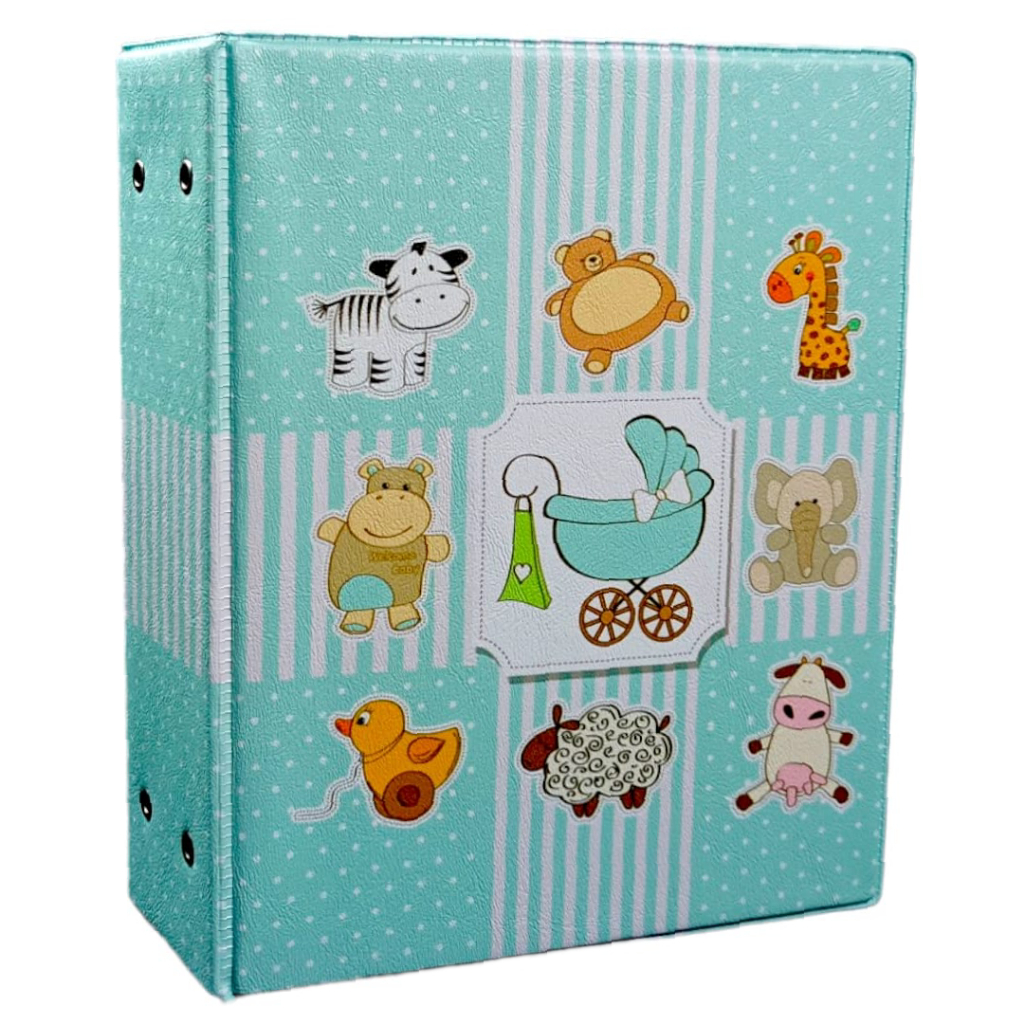 Álbum De Fotos Bebê Menino Animais Azul Para 500 Fotos 10x15 em Oferta na Shopee