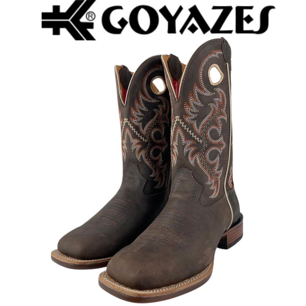 Bota Texana Masculina Goyazes Original Couro Legítimo  Dallas Café Bico Quadrado Power 246503